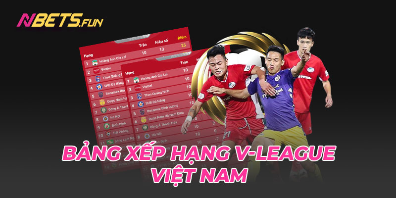 Cập nhật bảng xếp hạng V-League Việt Nam hôm nay